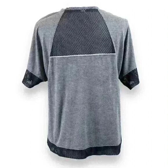 Marika Gray Sport Top T-Shirt w/ Black Mesh Back, Cuffs & Hem Size Large - Picture 5 of 8